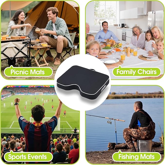 goodleben Stadium Cushion with Dual-Layer Foam (30D Support + 40D Memory), High Elasticity & Breathable, Waterproof Thick Bleacher Pad for Long Games, Portable for Outdoor Indoor Seating