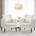 QKFF Barrel Accent Chair Set of 2 with Back Pillow, Large Teddy Upholstered Armchair with Solid Wood Legs Modern Reading Chairs for Living Room Bedroom