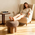 Round Foot Stool, Small Mushroom Ottoman Footstools Modern Pouf Boucle Ottoman, Teddy Foot Rest for Couch Sofa Comfy Floor Footrest Step Stool for Living Room,Bedroom,Desk,Office(Brown)