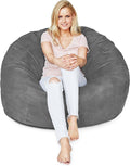 Lumaland Luxurious 4ft Large Bean Bag Chair with Microsuede Cover - Ultra Soft, Foam Filling, Washable Bean Bag Sofa for Kids, Teenagers, Adults, Pets - Sack Chair for Dorm, Kid's Room - Dark Grey