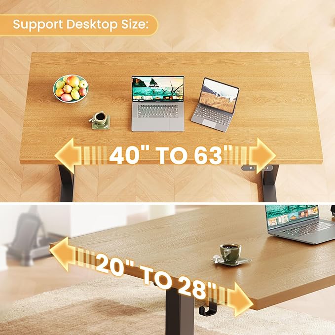 Casaottima Electric Standing Desk Frame, Single Motor Height Adjustable Table Legs with Memory Presets for Home Office, Stand Up Desk Legs for 40 to 63 inch Desktop, Black Frame Only