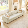CHITA 127" Super Large Sectional Couches for Living Room, Modular Cloud Couch Sectional Sofa, Premium Fabric Couches, Down Filled, High Density Foam, Chenille in Cream, 3 Seater