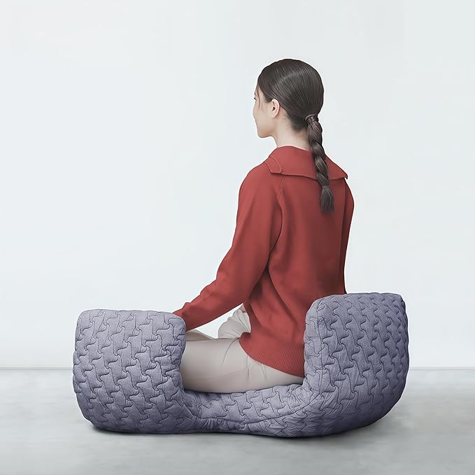 Meditation Cushion & Mat Set, Zafu Floor Pillow, Ergonomic Meditation Pillow Seat & Yoga Bolster Knee Pad, Meditation Accessories Gifts, Zabuton Prayer Pad