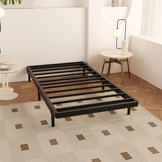 Maenizi Twin Box Spring 2 Inch Low Profile, Heavy Duty Metal Box Spring Bed Base Bunkie Board, Mattress Foundation, Easy Assembly, Noise Free, Black