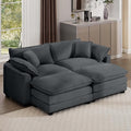 Aoowow Oversized Loveseat Couch with Ottomans,Modern Corduroy 2 Seater Cloud Couches for Living Room,Modular Sectional Cloud Sofas Deep Seat,Double Lounger Sleeper Sofa