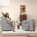 Simore Swivel Barrel Accent Chair Set of 2, Comfy Fabric Round Swivel Cuddle Chair for Nursery Living Room Bedroom Office, Gray