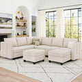Belffin Modular Sectional Sofa U Shaped Couch with Storage Ottoman Velvet Sectional Couch for Living Room, Beige