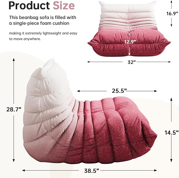 Selyteramy Oversized Bean Bag Chairs for Adults, Giant Beanbag Chair with Memory Foam, Comfy Lounge Chair Lazy Sofa for Apartment, Living Room, Bedroom, Office(Knit Fabric)