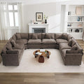 147'' Oversized U Shaped Cloud Sectional Sofa, Chenille Deep Seat Couches for Living Room, Comfy Upholstered Modular Sectional Sofa Couch, Brown