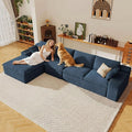 136" Cloud Sectional Couch with L-Shape Chaise, Modern Corduroy Viral Boneless Sofa for Living Room,Memory Foam Couches in a Box with Deep Seat,No Assembly Required (Blue,Left-Facing Chaise)