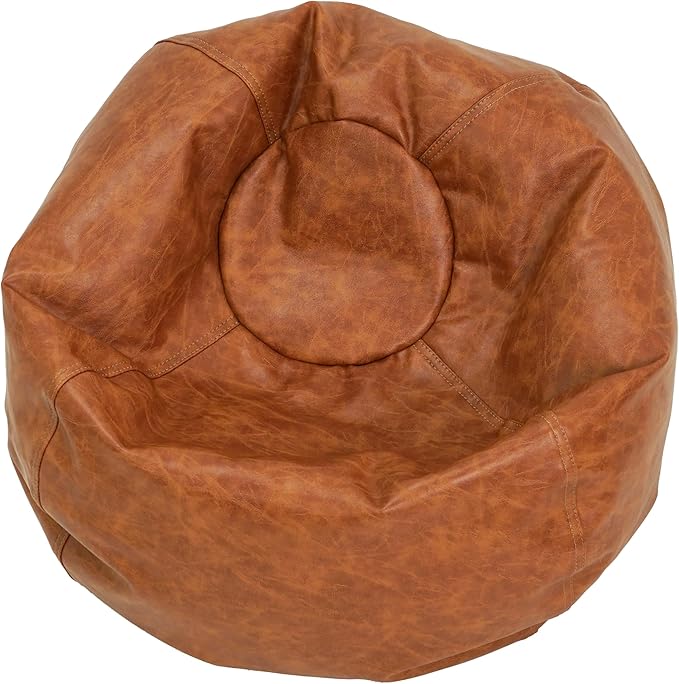 FDP Rustic Kid 22" Bean Bag Chair, Furniture for Kids, Perfect for Reading, Playing Video Games or Relaxing, Alternative Seating for Classrooms, Daycares, Libraries or Home - Hazelnut