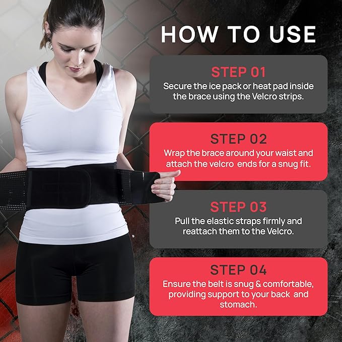 PRIMEKINETIX Pcore Dynamic Lower Back Support Belt - Adjustable Lumbar Brace for Pain Relief with Heat & Ice Therapy - Posture Corrector for Men Women - Breathable Core Support Belt, Size S