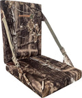 AUSCAMOTEK Camouflage Hunting and Stadium Seat Cushion with Backrest - 5cm Thick, Water-Resistant, Silent Material for Turkey Hunting Fishing Camping and Outdoor Activities