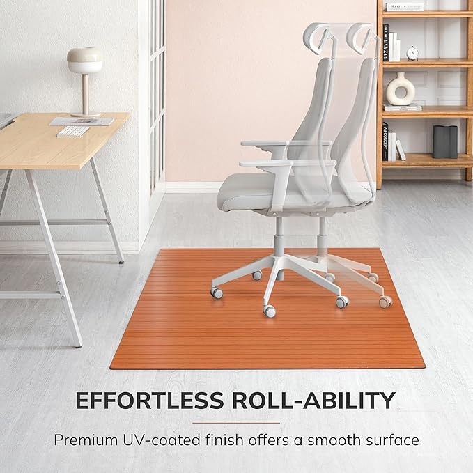 Anji Mountain Office Chairmat Thickest & Sturdy Bamboo Chairmats Highly Premium Quality Anti-Slip Heavy Duty for Multi-Purpose Hardwood Floor Office & Home Floor Protector Office Chair mat-5mm Thick