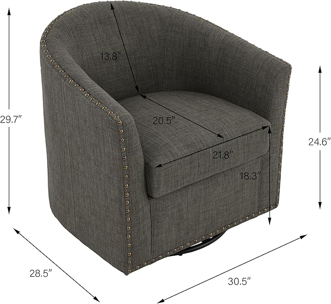 DREAMSIDEA Swivel Barrel Accent Chair, Modern Round Small Reading Armchair for Living Room Bedroom (Grey, Set of 2)