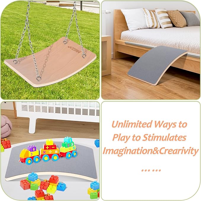 MFXLGO Balance Board for Kids Wooden Swing Board with Scratch Resistant Pat Happy Swing Learning Toy - Development Puzzle Boys Girls Kids Birthday