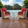 Rilyson Patio Chairs Rocking Swivel Chiar - 3 Piece Outdoor Wicker Patio Bistro Set Rattan Rocker Glider Chairs with High Back and Deep Seating for Outside Porch Deck Garden(Yellow/Red)