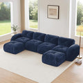 Modular Sectional Sofa with Free Combination,Oversized Boneless Floor Couch for Living Room & Lounge,Velvet 3-Seater Sectional Couch with 2 Ottomans,No Assembly Needed