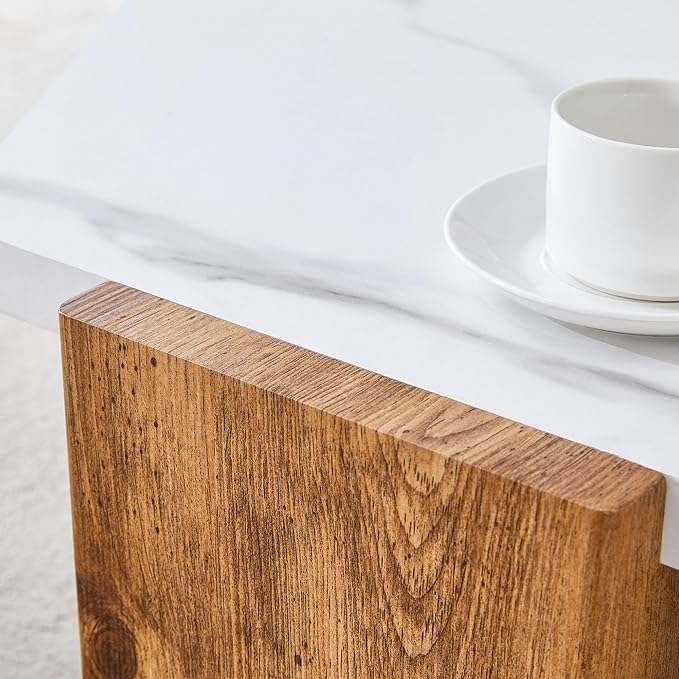 31" Modern-Style Hexagonal Coffee Table with White Marble Surface