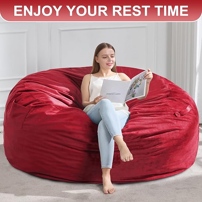 Hobestluk 5FT Bean Bag Chair Giant Bean Bag Chairs for Adults Large Bean Chairs with Removable Cover, Beanbag Chair with Filler, Adult Bean Bag Chairs for Living Room, Bedroom