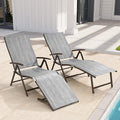 Crestlive Products Chaise Lounge Chair Outdoor Set of 2, Aluminum Folding Patio Recliner Chair, Adjustable 8 Positions Assemble-Free Perfect for Beach, Yard, Pool, Deck