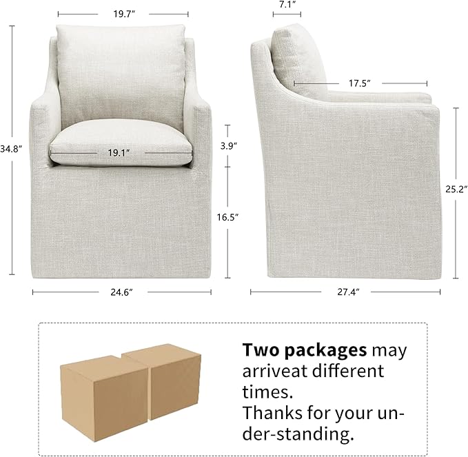 DUHOME Upholstered Dining Chair,Linen Accent Chair for Living Room,Single Sofa with 4 Casters,Upholstered Armchair for Bedroom Reading Waiting Kitchen Dining Room