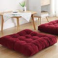 Square Floor Seat Pillows Cushions 22" x 22", Soft Thicken Yoga Meditation Cushion Pouf Tufted Corduroy Tatami Floor Pillow Reading Cushion Chair Pad Casual Seating for Adults & Kids, Wine Red
