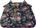 AAAAAcessories D-Shaped Chair Cushions, 2" Thick Dining Chair Pads with Ties and Removable, Machine-Washable Cover, 17" x 16", Night-Blooming Blossoms