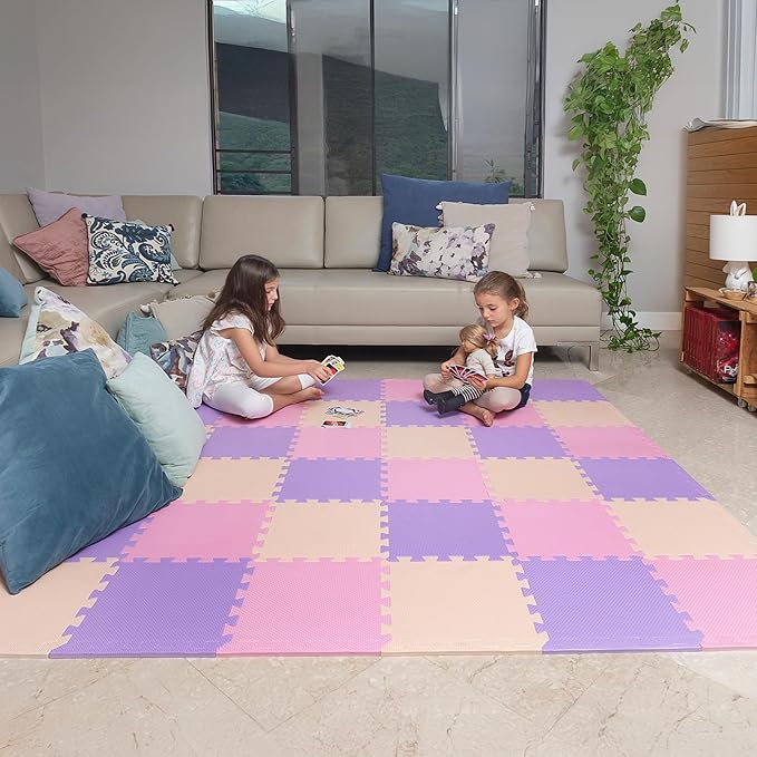 MioTetto Baby Play Mat, Soft Foam Floor Tiles for Kids. Adjustable Interlocking Foam Tiles, Fits with 74x74 Playpen Baby mat for Crawling & Development, Safe & Non-Toxic Playmat for Babies 6-12 Months