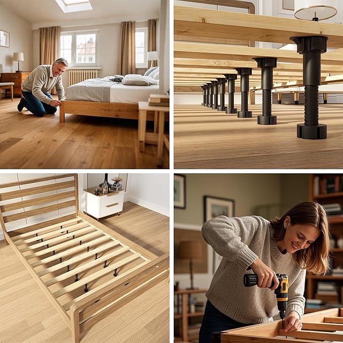 Adjustable Furniture Leveling Feet | Heavy-Duty Cabinet Levelers for Bed Frames, Desks, Shelves & Workbenches | Easy Install | Non-Slip, Commercial-Grade Support | 12-Pack (3.5”-6”)