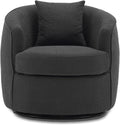 FaFaSoGoodFa Swivel Accent Chair, Modern Upholstered Boucle Barrel Arm Chairs with Pillow for Living Room, 360 Degree Round Swivel Sherpa Armchair with Round Base for Bedroom Club (1, Dark Grey)
