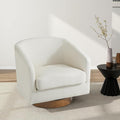 Swivel Barrel Chair, Modern Round PU Leather Accent Armchair for Living Room, Bedroom, Oversized Comfy Club Reading Chairs for Adults (Fabric Beige, Set of 1)