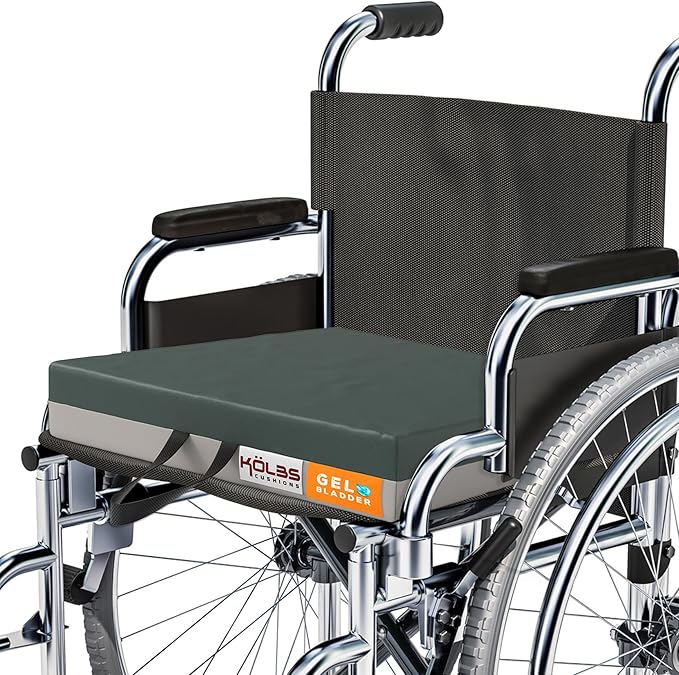 Kölbs Gel Extreme Wheelchair Seat Cushion, Coccyx, Sciatica & Tailbone Pain Relief, Ideal for Office, Kitchen Wheelchairs and Auto, 18 x 16 Inch Seat, 3 Inch Thick