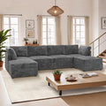 CAODOC Large 6 Seat Modular Sectional Sofa with Ottoman Seat Corduroy Sleeper Sectional Sofa Bed Oversized Convertible Modular Couch for Living Room