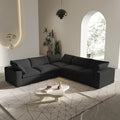 V-Shaped Cloud Sectional Couch, Modular Sectional Sofa, Modern Comfy Cloud Sofa, Covers Removable, Convertible Sleeper Couch for Living Room Apartment (Black, Linen Fabric)