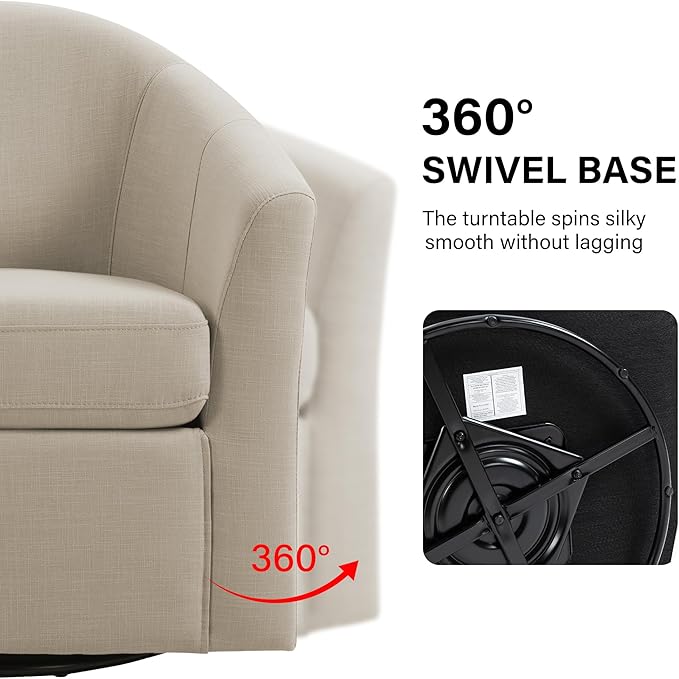 DREAMSIDEA Swivel Accent Chair Armchair, Modern Round Single Sofa Seating Comfy Reading Barrel Chairs for Living Room Bedroom (Brown, Set of 2)