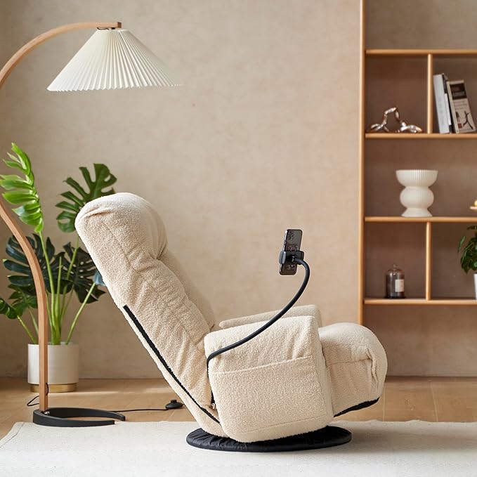 Swivel Lazy Floor Chair, Adjustable Reclining Floor Lounger with Head & Back Support and Phone Holder, Comfy Tatami Sofa Seat for Adults Bedroom & Gaming