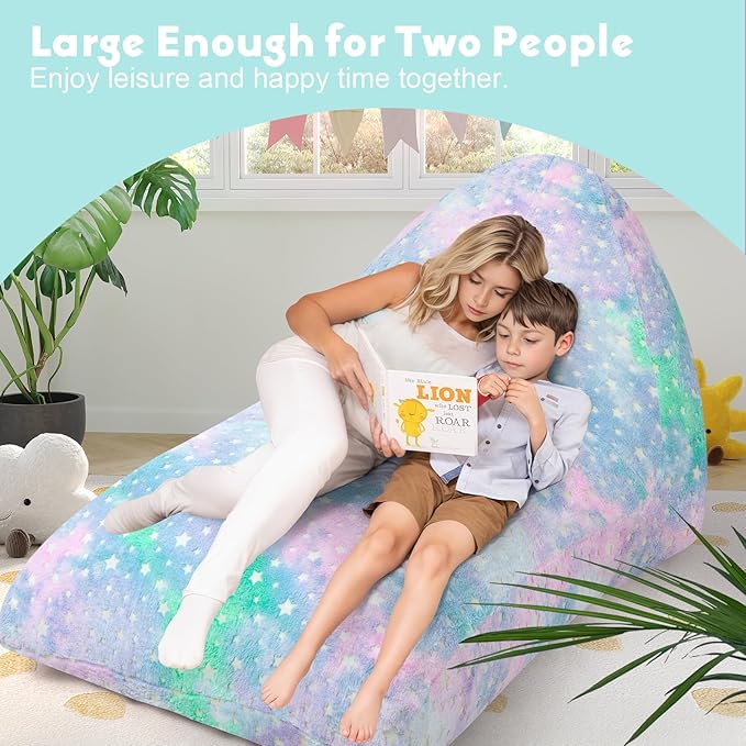 COMAX Bean Bag Chairs for Kids 8-12, Large Kid Beanbag Chair with Filler, Big Toddler Lounge Bean Chair, Children Lazy Floor Lounger for Girls Boys, Colorful Star