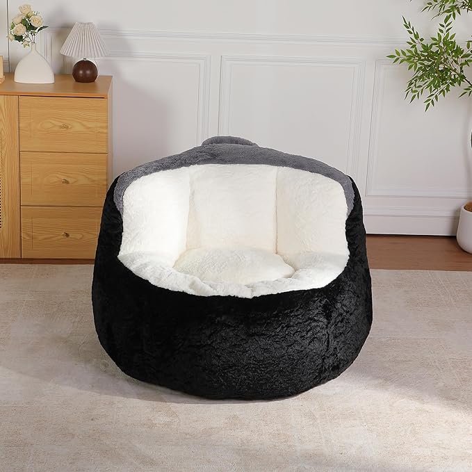 KEIKI Oversized Bean Bag Chairs, Bean Bag Couch for Adults and Kids, Large Reading Chair, Multicolor Faux Fur Floor Sofa for Reading, Playing or Relaxing