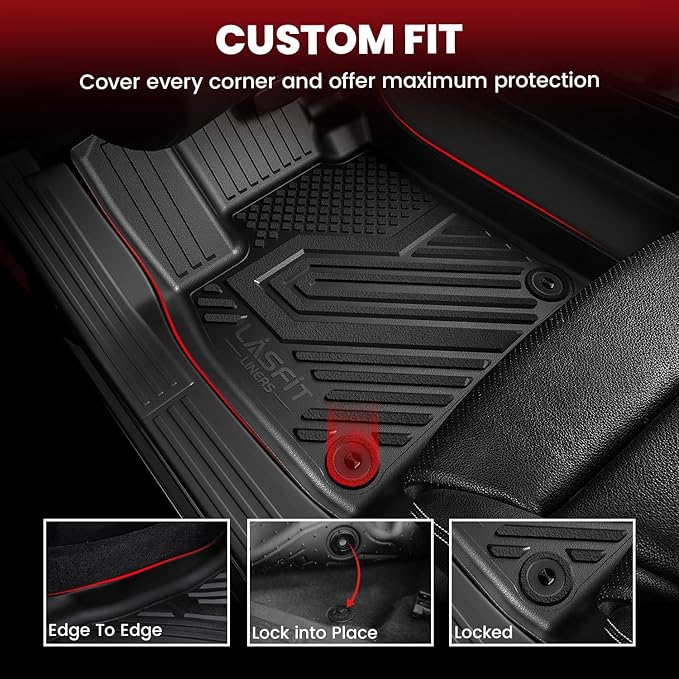 LASFIT Floor Mats and Cargo Liner for Toyota RAV4 2006-2012 5 Seat All Weather TPE Custom Fit Floor Liners for Toyota RAV 4 1st & 2nd Row & Seat Back Mat & Trunk Mat Full Set Accessories, Black
