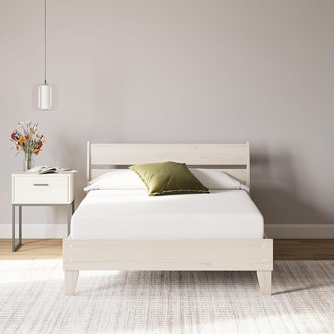Signature Design by Ashley Full Size 8 Inch Medium Firm Charcoal Gel & Green Tea Infused Memory Foam Mattress for Pressure Relief, Fiberglass Free, Mattress In A Box