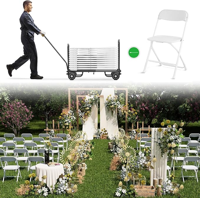 Folding Chairs 30 Pack,White Folding Chair for Outdoor Use,Heavy Duty 350lb Capacity Portable Event Chairs with Steel Frame,Wedding Party Office Dining (No Assembly Required)