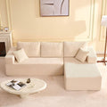 Afuson 107" Boneless Couch with Deep Seat, Modular Sectional Sofa, Cloud Sectional Couch for Living Room, No Assembly Required, Corduroy, L-Shape Right, White