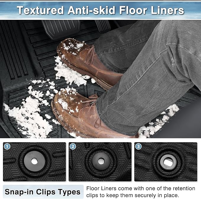 Mixsuper Transit Floor mats-Floor mat for Ford Transit 2022-2026(All Models w/Vinyl Floors),All Weather TPE Floor Liners Protection for Transit Accessories,1st Row Full Set Car Mats, Black