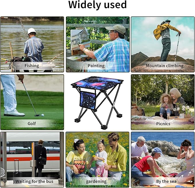 Roptat 2 Pack Camping Stool,Portable Folding Compact Lightweight Stool Seat for Camping Fishing Hiking Gardening Outdoor Walking Backpacking Travelling and Beach with Carry Bag