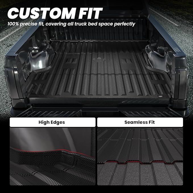 LASFIT Truck Bed Mat for 2009-2016 Ford F250 F350 F450 6.75ft Super Duty 81.9'' Bed Liner(Not fit with Drop-in Bed Liner), TPE 100% All Weather Car Bed Mat for F-250 F-350 F-450,1PCS Black