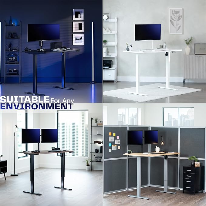 VIVO Electric 55 x 28 in Standing Desk, Memory Height Adjustment, 1B Series, Holds 220 lbs, One-Piece Rustic Vintage Brown Top, Black Frame, DESK-KIT-1B55N