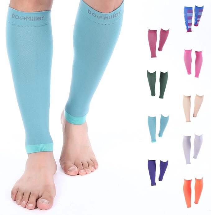 Doc Miller Compression Calf Sleeve for Men & Women – 20-30mmHg Graduated Support for Running, Shin Splints, Calf Strain – Knee High, Small to 6XL Plus Size