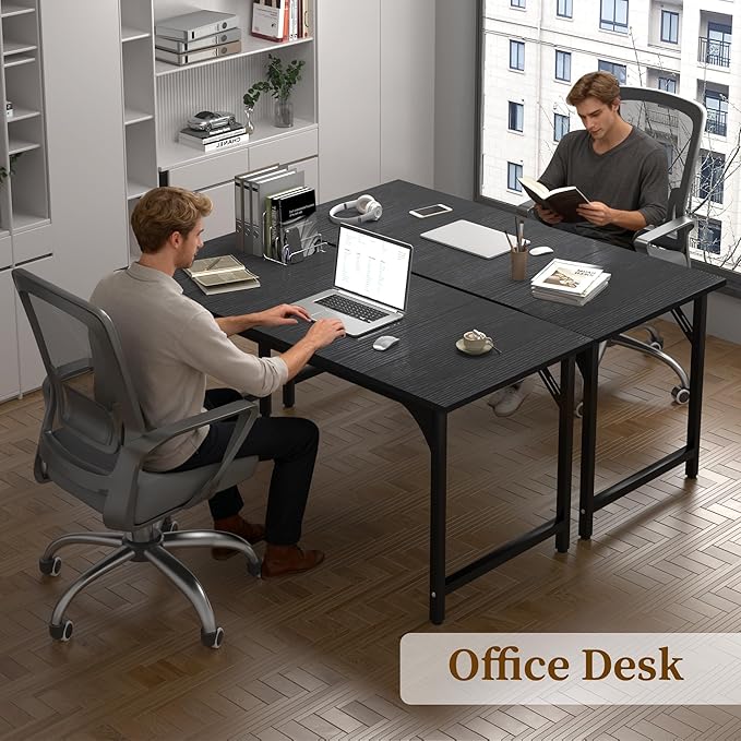 Computer Desk, 47 Inch Home Office Desks, Office Desk for Gaming Writing Study Work, Study Table with Large Legroom, Computer Desk with Metal Frame, Modern Simple Home Office Desk for Bedroom