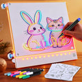 Rechargeable LED Drawing Board for Kids with Tracing Pages, Lumi Board Magnetic Light Up Acrylic Dry Erase Board, LED Note Board with 4 Magnets and Built-in Stand Christmas Gift Toy for Kids/Girls